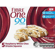Fibre One 90 Calorie Raspberry White Choc Drizzle Squares 5 Pack 120g