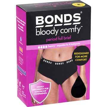 Bonds Bloody Comfy Brief Heavy 10 Period Care Reusable Underwear each