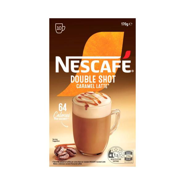 NESCAFE DOUBLE SHOT CARAMEL LATTE COFFEE SACHETS 10 PACK