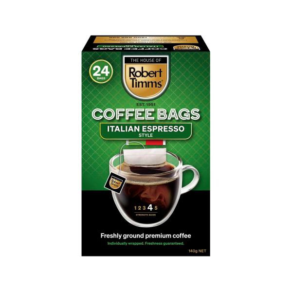 ROBERT TIMMS COFFEE BAGS ITALIAN ESPRESSO 24PK