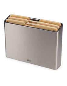 Folio Steel Bamboo 3 Piece Board Set in Stainless Steel