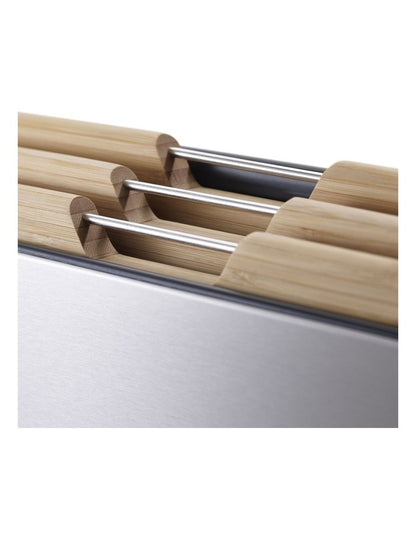 Folio Steel Bamboo 3 Piece Board Set in Stainless Steel