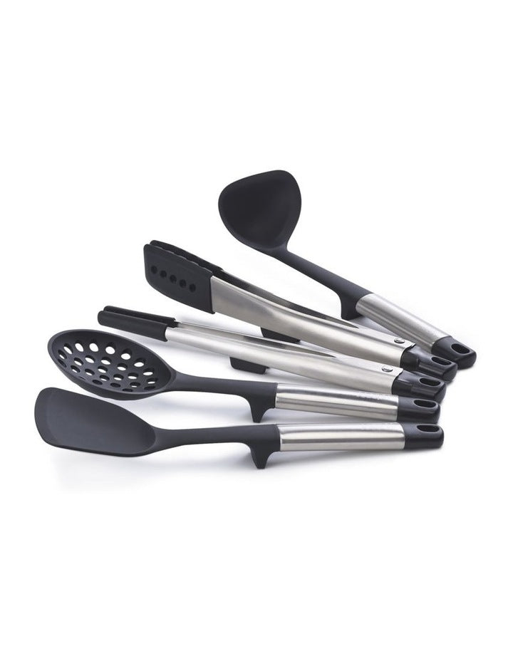 Elevate Fusion 5 Piece Silicone Set With Stand in Stainless Steel