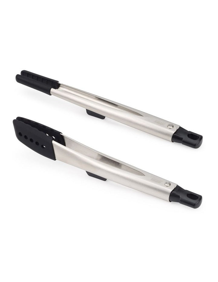 Elevate Fusion 2 Piece Silicone Tong Set in Stainless Steel