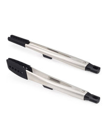 Elevate Fusion 2 Piece Silicone Tong Set in Stainless Steel