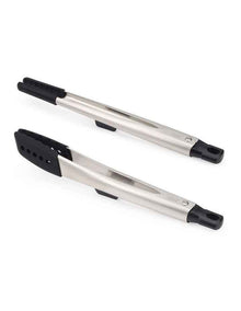 Elevate Fusion 2 Piece Silicone Tong Set in Stainless Steel