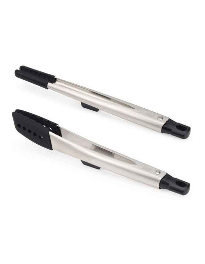 Elevate Fusion 2 Piece Silicone Tong Set in Stainless Steel
