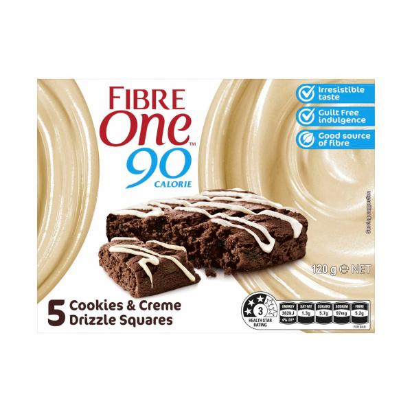 FIBRE ONE SQUARES COOKIES & CREME 120G