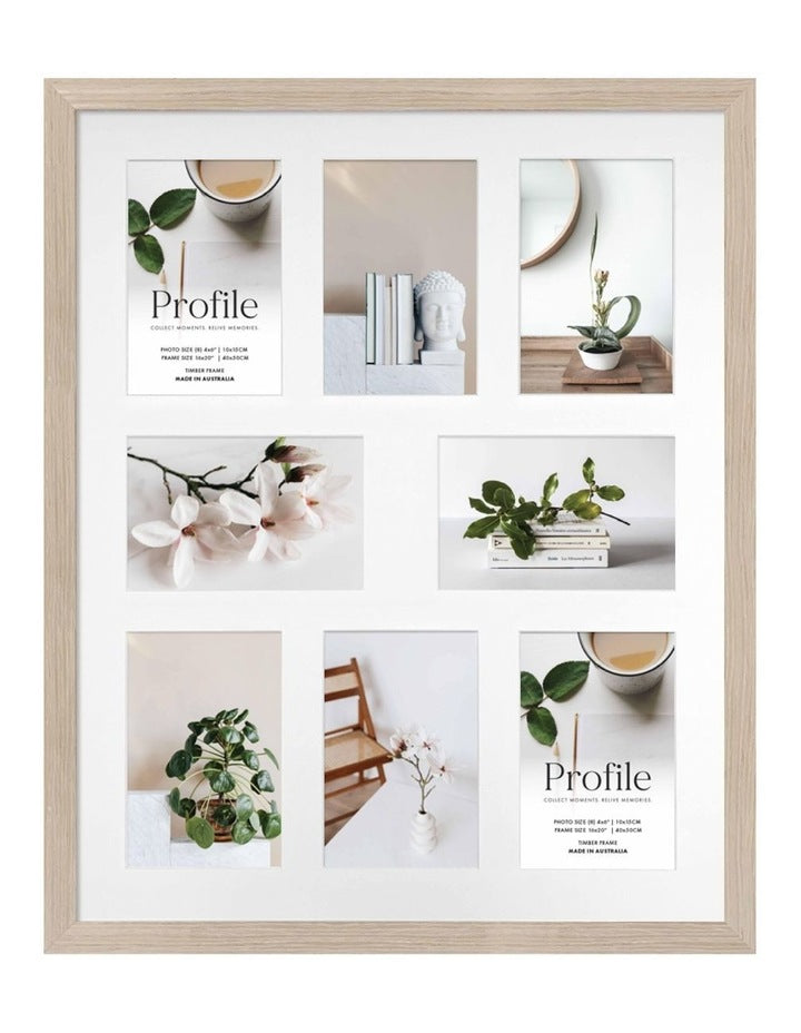 Australian Made Timber Collage Photo Frame 16x20"/4x6"(8) in Polar Birch