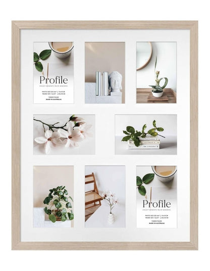 Australian Made Timber Collage Photo Frame 16x20"/4x6"(8) in Polar Birch