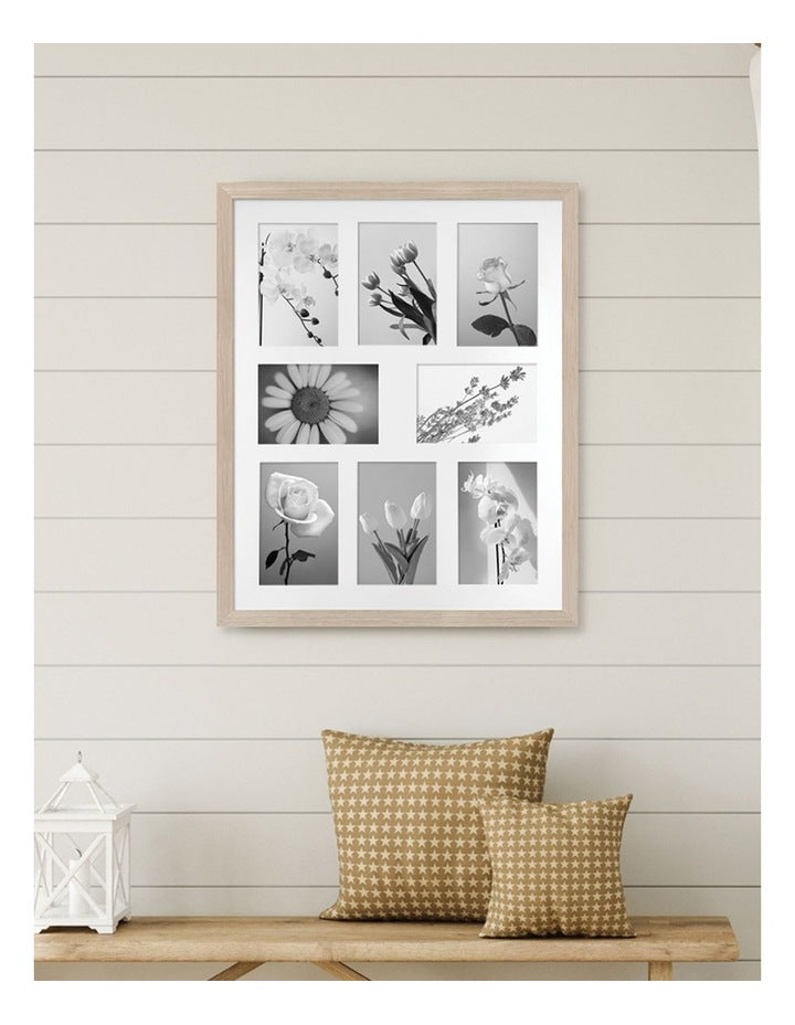 Australian Made Timber Collage Photo Frame 16x20"/4x6"(8) in Polar Birch