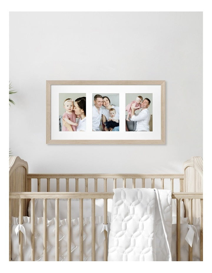 Australian Made Timber Collage Photo Frame 8x16"/4x6"(3) in Polar Birch