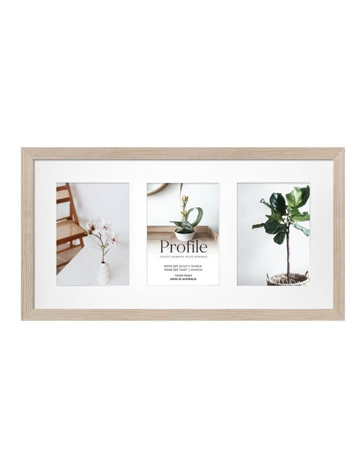 Australian Made Timber Collage Photo Frame 10x20"/5x7" (3) in Polar Birch