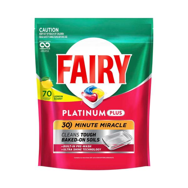 FAIRY PLATINUM PLUS LEMON DISHWASHING TABLETS 70 PACK