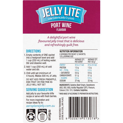 Aeroplane Jelly Lite Port Wine Flavour Low Calorie Jelly Crystals 2x9g