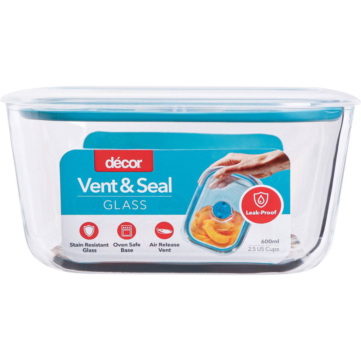 Decor Vent & Seal Glass Container Oblong 600mL