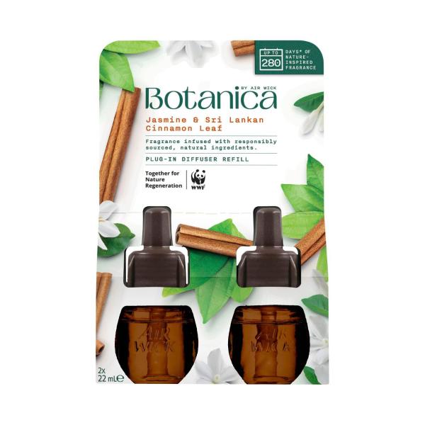 BOTANICA BY AIR WICK PLUG- IN DIFFUSER REFILL JASMINE & SRI LANKAN CINNAMON LEAF 2 X 22ML