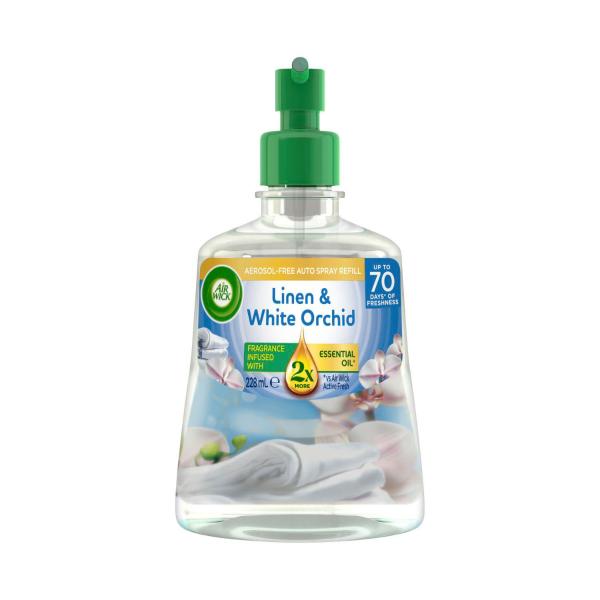 AIR WICK AEROSOL-FREE AUTO SPRAY ESSENTIAL OIL REFILL LINEN & WHITE ORCHID 228ML