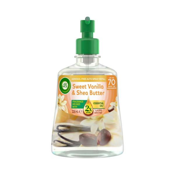 AIR WICK AEROSOL-FREE AUTO SPRAY ESSENTIAL OIL REFILL SWEET VANILLA & SHEA BUTTER 228ML