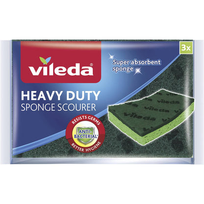 Vileda Anti-Bacterial Sponge Scourer Heavy Duty 3 Pack