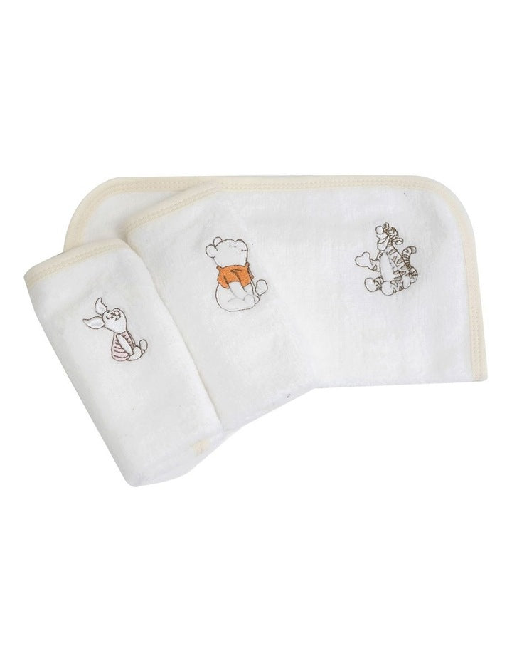 Winnie the Pooh Face Washers 3 Pack in White