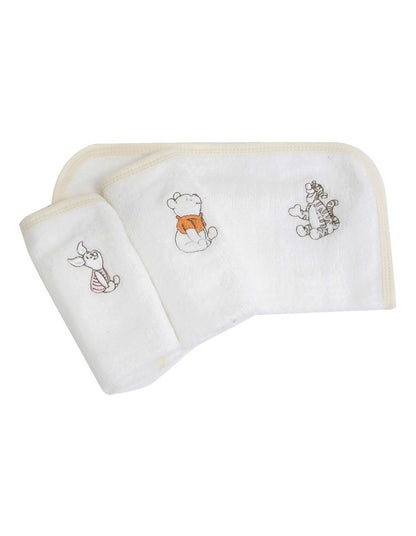 Winnie the Pooh Face Washers 3 Pack in White