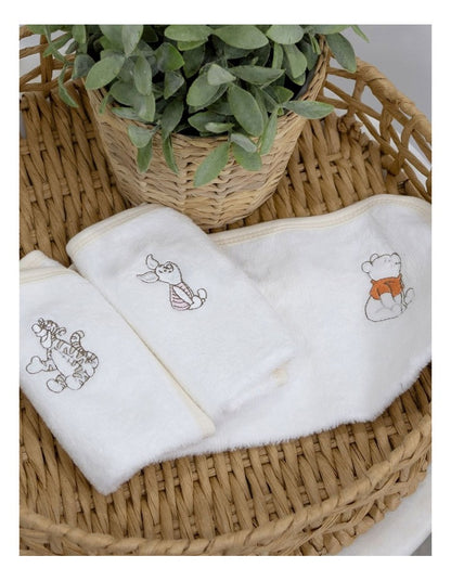 Winnie the Pooh Face Washers 3 Pack in White
