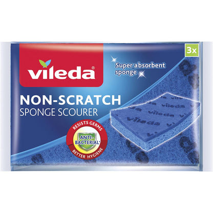 Vileda Anti-Bacterial Sponge Scourer Non-Scratch 3 Pack