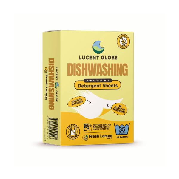 LUCENT GLOBE DISHWASHING DETERGENT SHEETS FRESH LEMON 35 PACK