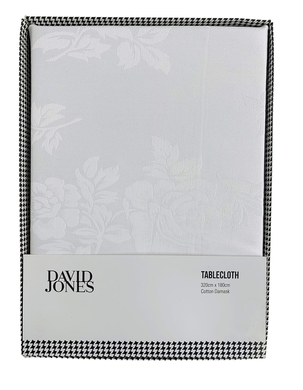 Florence Damask Floral 180cm x 320cm Cotton Tablecloth White