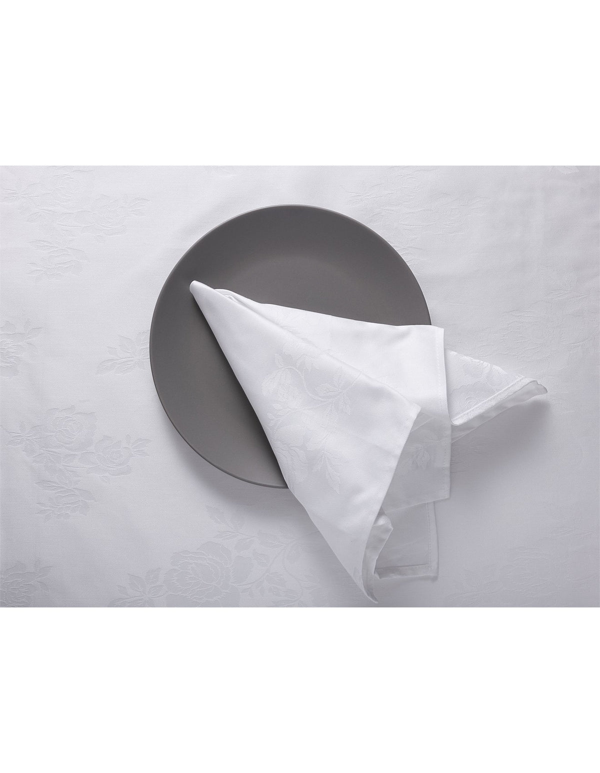 Florence Damask Floral 180cm x 320cm Cotton Tablecloth White