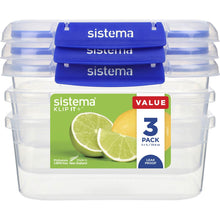 Sistema Klip It Plus Rectangle 1L x 3 pack