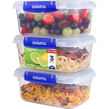 Sistema Klip It Plus Rectangle Food Container 1L x 3 pack
