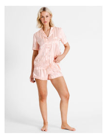 Jacquard Stripe Satin PJ Set in Pink
