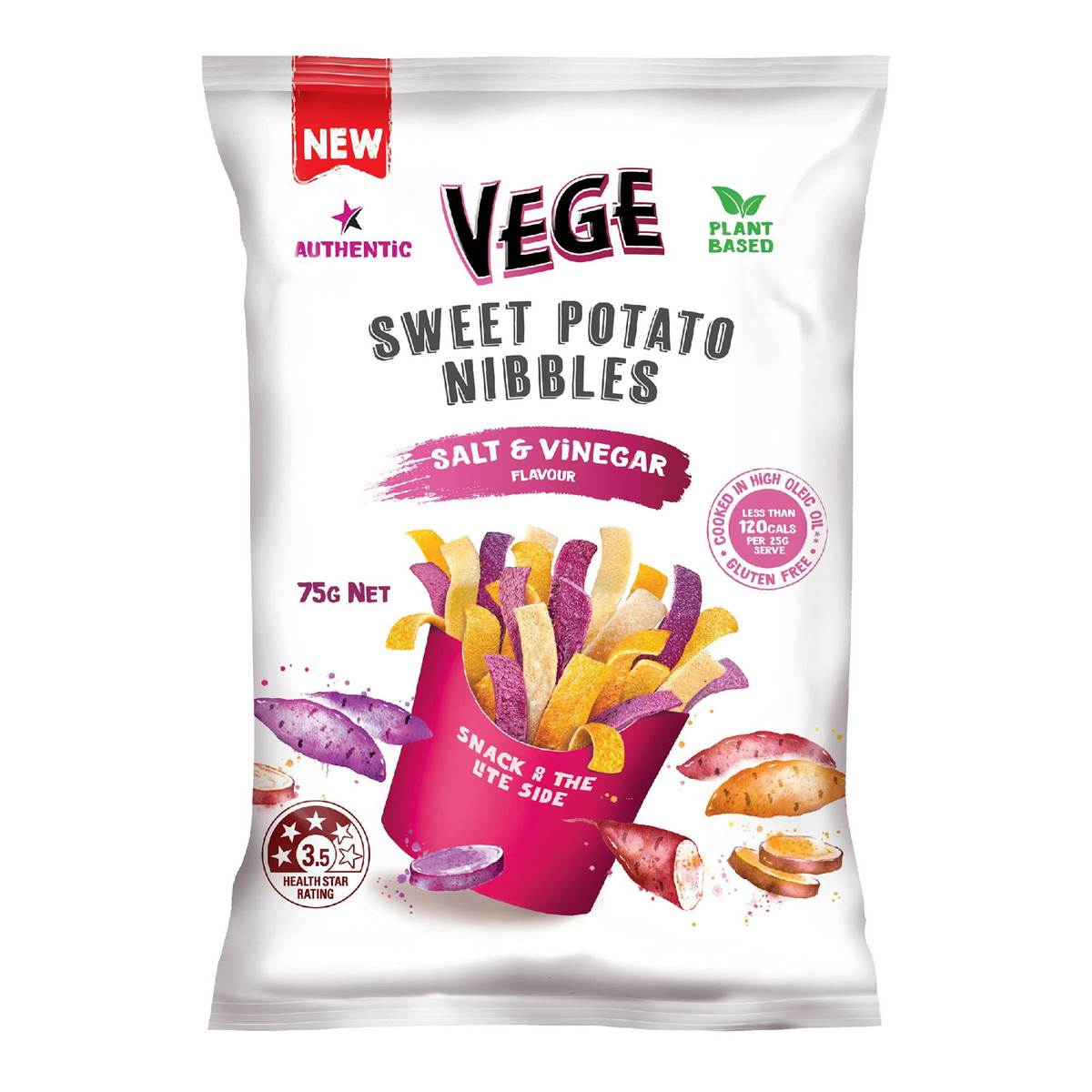 Vege Chips Sweet Potato Nibbles Salt & Vinegar Flavour 75g