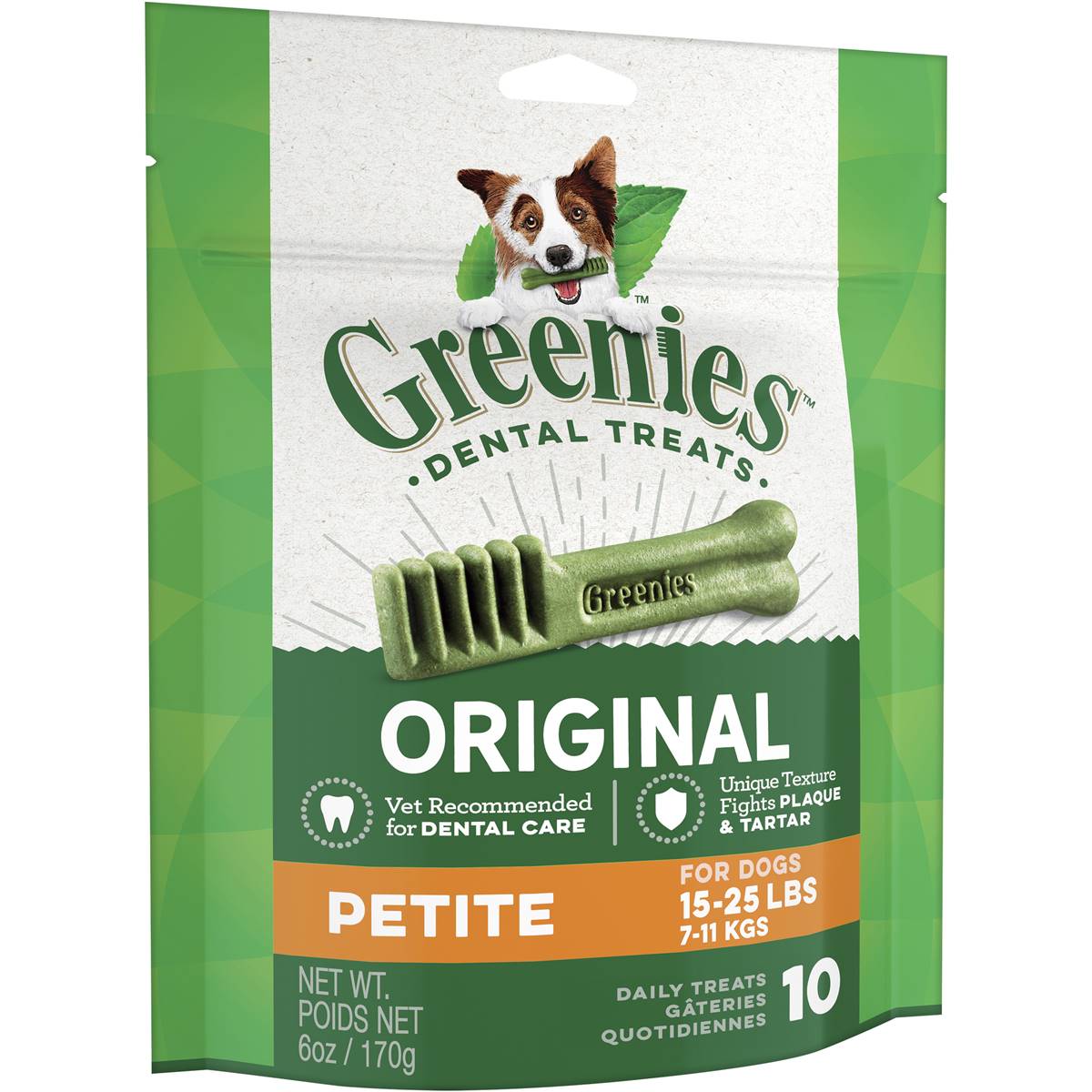 Greenies Canine Dental Dog Treats Original Petite 10 Chews 170g