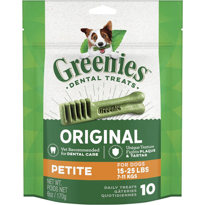 Greenies Canine Dental Dog Treats Original Petite 10 Chews 170g