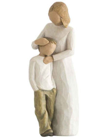 Mother and Son Sculpted Figures in White