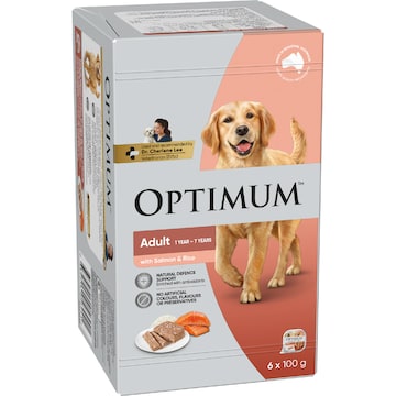 Optimum Salmon & Rice Wet Dog Food 100g x 6 pack