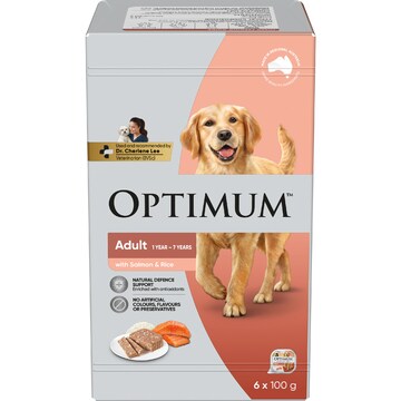 Optimum Salmon & Rice Wet Dog Food 100g x 6 pack