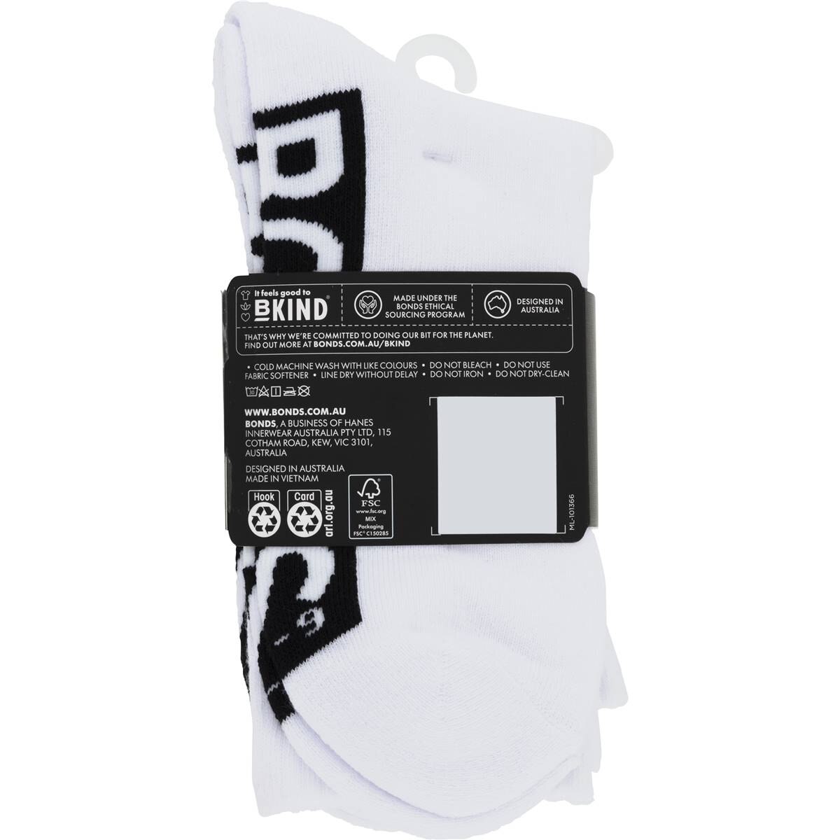 Bonds Mens Cushioned Crew Socks Size 6-10 3 Pack