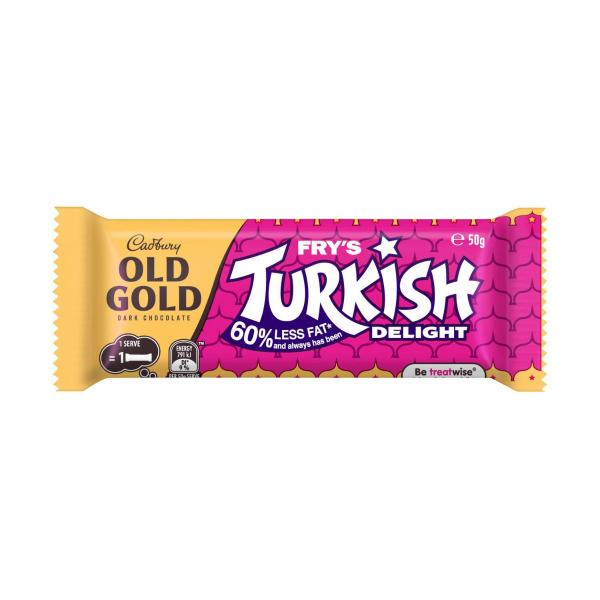 CADBURY TURKISH DELIGHT DARK CHOCOLATE BAR 50G
