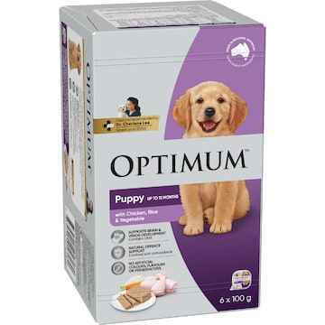 Optimum Puppy Wet Dog Food With Chicken Rice & Vegetables 100g x 6 pack