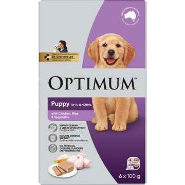 Optimum Puppy Wet Dog Food With Chicken Rice & Vegetables 100g x 6 pack
