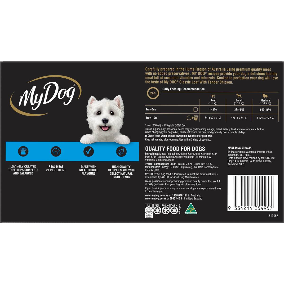 My Dog Adult Wet Dog Food Classic Loaf with Tender Chicken 100g x 24 pack