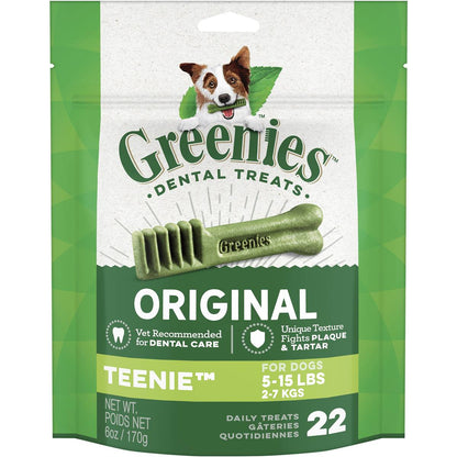Greenies Canine Dental Dog Treats Original Teenie 22 Chews 170g