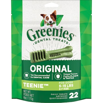 Greenies Canine Dental Dog Treats Original Teenie 22 Chews 170g
