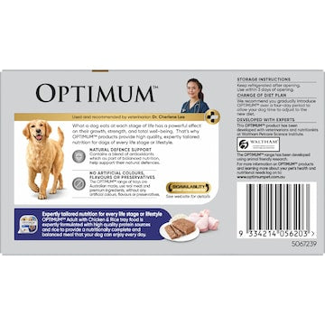 Optimum Adult Wet Dog Food with Chicken & Rice Trays 100g x 6 pack