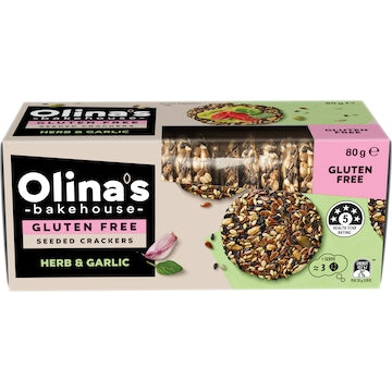 Olina's Bakehouse Seeded Crackers Herb & Garlic 80g