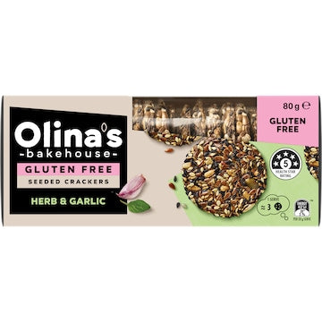 Olina's Bakehouse Seeded Crackers Herb & Garlic 80g